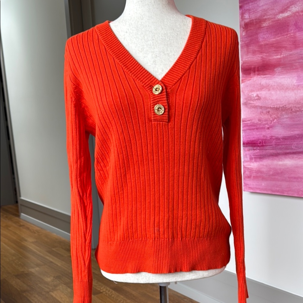 Lauren Ralph Lauren V-Neck Sweater in Bold Red